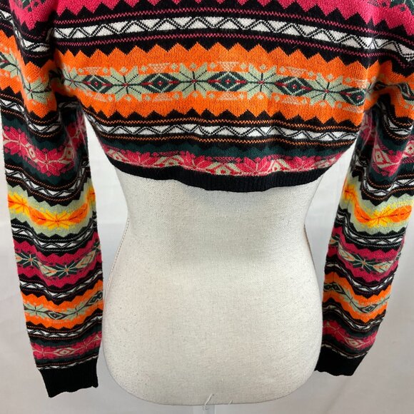 Maeve by Anthropologie Cropped Layer Sweater S Long Sleeve Black Yellow Orange - Picture 10 of 11